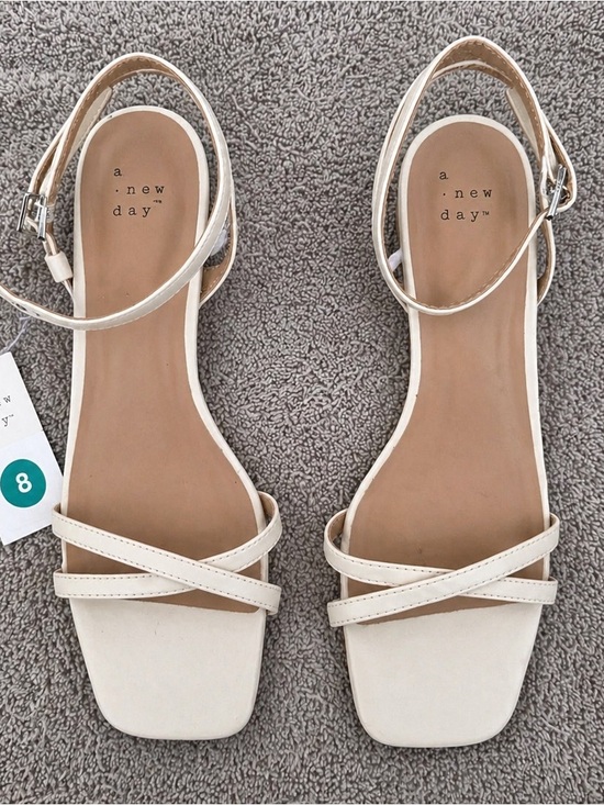 a new day Shoes - a new day Cream Strappy Square-Toe Ankle Strap Sandals
